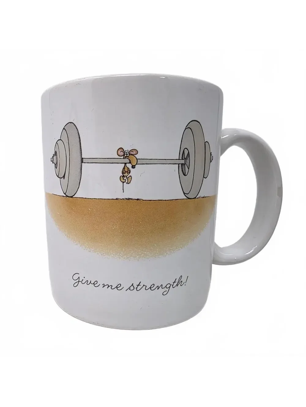 Vintage Hallmark Give Me Strength Mouse Weightlifting Coffee Mug Taiwan